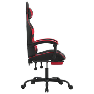 Sedia da Gaming Girevole Poggiapiedi Nero e Rosso Similpelle cod mxl 75803