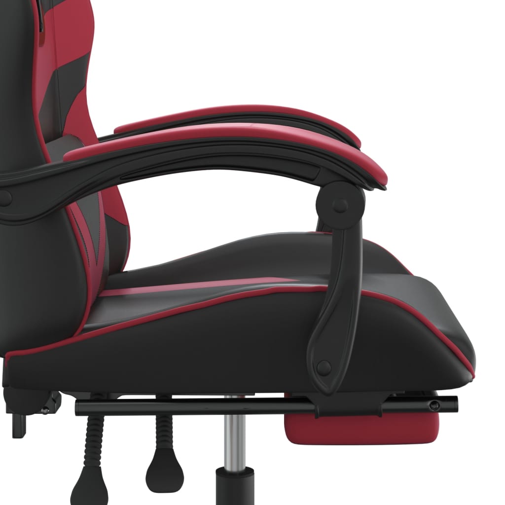 Sedia Gaming Girevole Poggiapiedi Nero e Rosso Vino Similpelle 349562