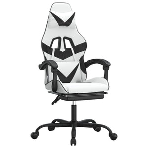Sedia da Gaming Girevole Poggiapiedi Bianco e Nero Similpellecod mxl 78607