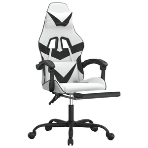 Sedia da Gaming Girevole Poggiapiedi Bianco e Nero Similpelle 349565