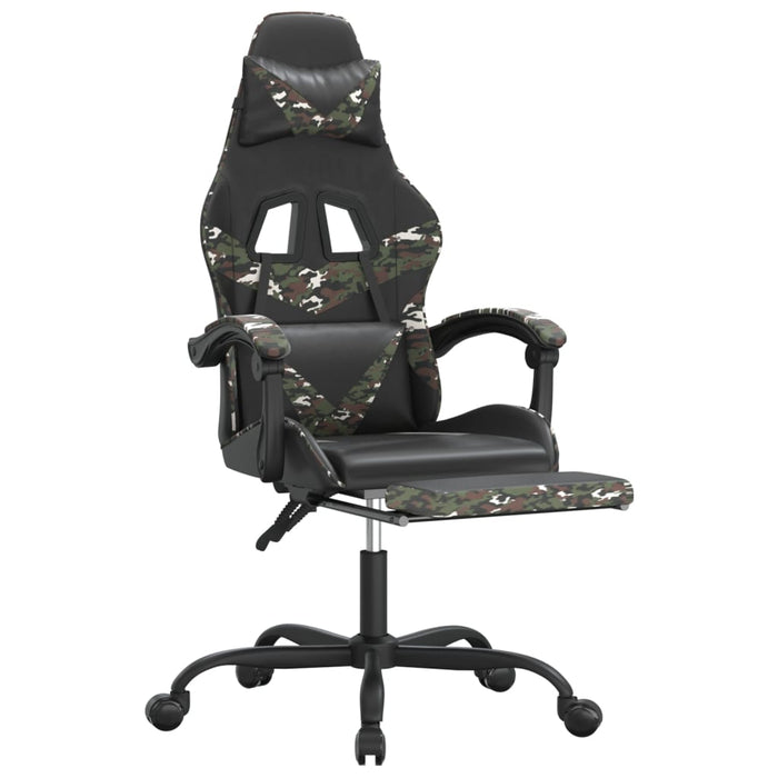 Sedia da Gaming Girevole Poggiapiedi Nero e Mimetico Similpelle cod mxl 76133