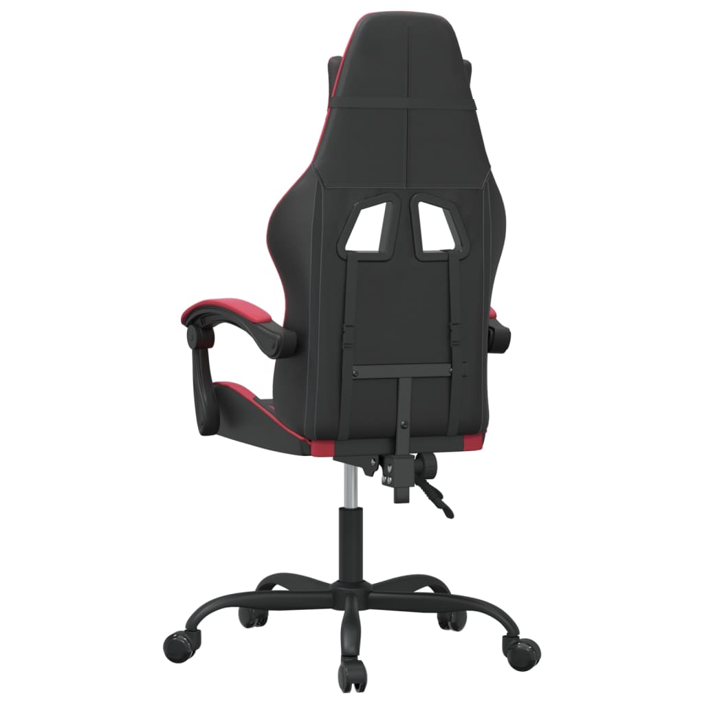 Sedia da Gaming Girevole Nero e Rosso Vino in Similpelle 349574