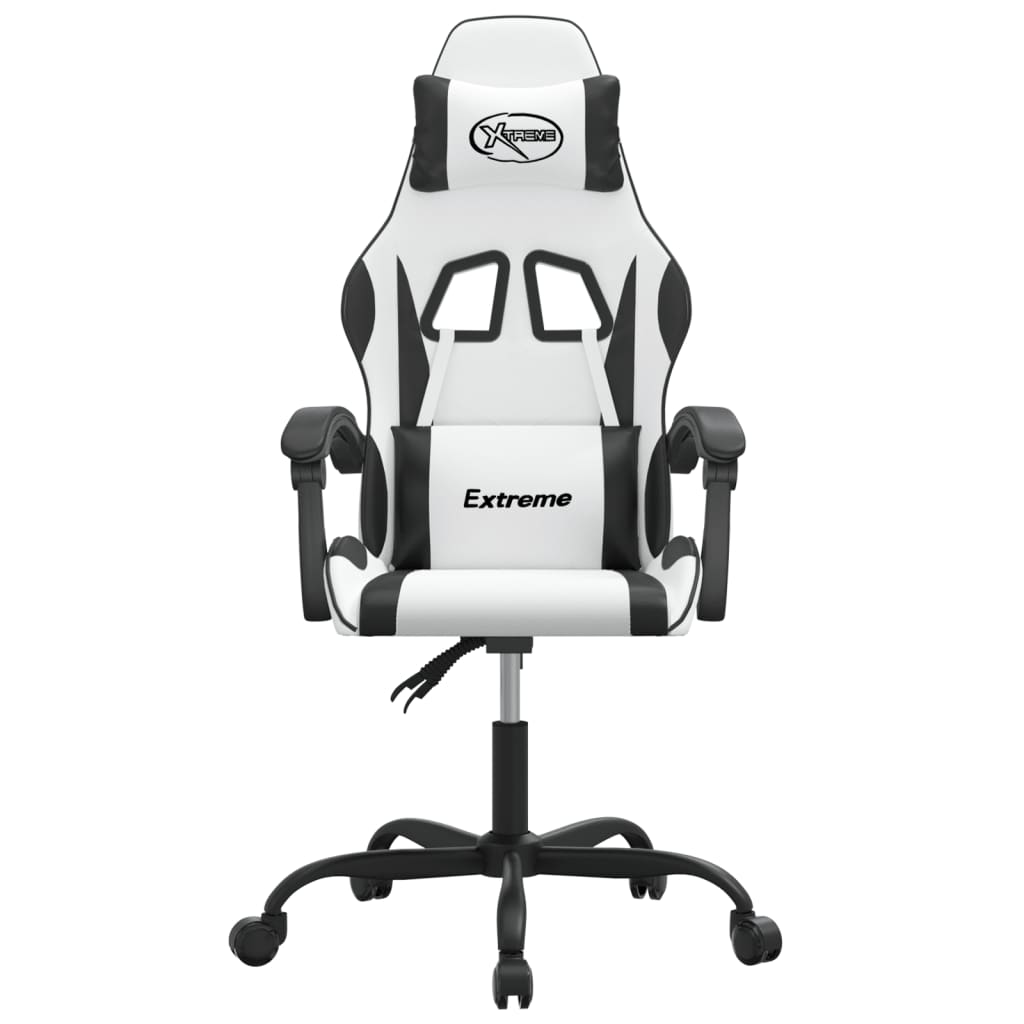 vidaXL Sedia da Gaming Girevole Bianco e Nero in Similpelle