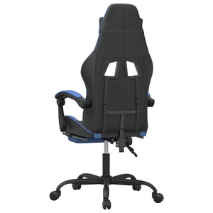 Sedia da Gaming Girevole con Poggiapiedi Nero e Blu Similpelle 349579