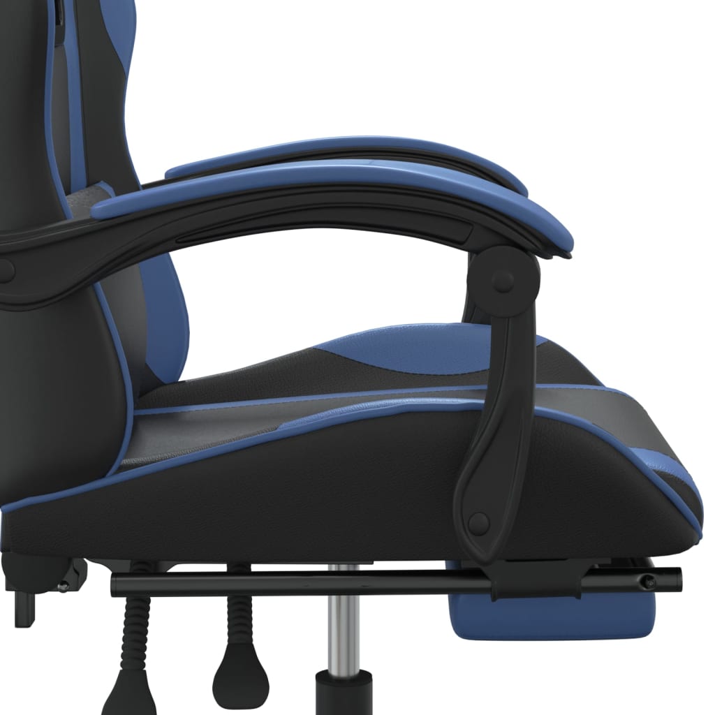 Sedia da Gaming Girevole con Poggiapiedi Nero e Blu Similpelle 349579