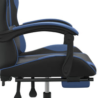 Sedia da Gaming Girevole con Poggiapiedi Nero e Blu Similpelle 349579