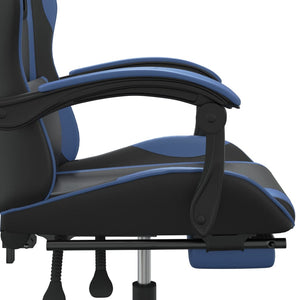 Sedia da Gaming Girevole con Poggiapiedi Nero e Blu Similpelle 349579
