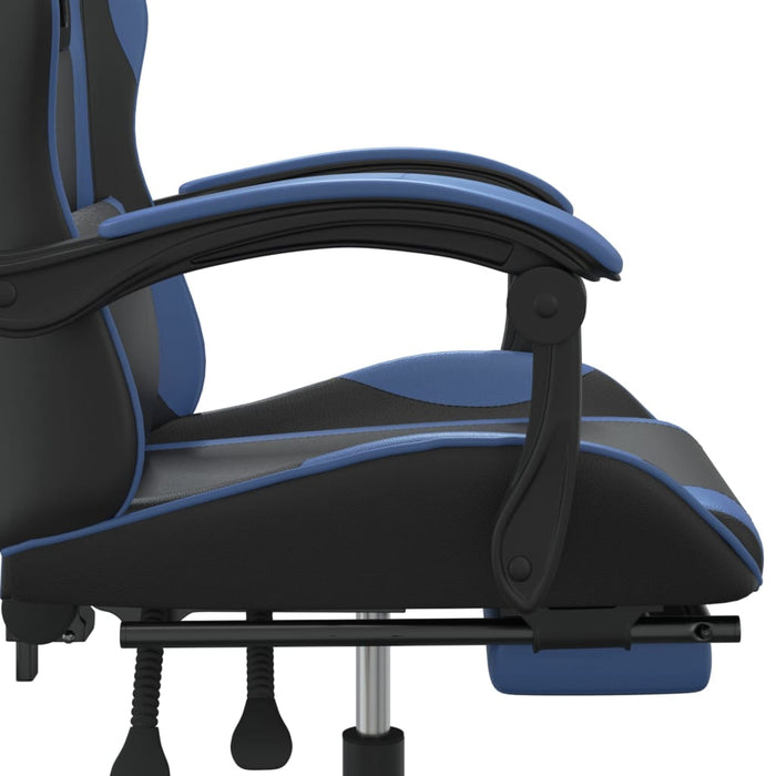 Sedia da Gaming Girevole con Poggiapiedi Nero e Blu Similpelle 349579