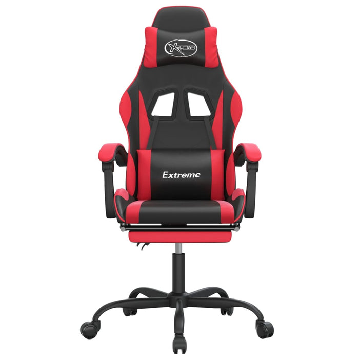 Sedia da Gaming Girevole Poggiapiedi Nero e Rosso Similpellecod mxl 119522