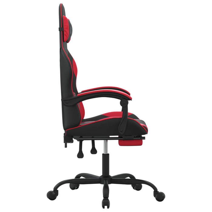 Sedia da Gaming Girevole Poggiapiedi Nero e Rosso Similpelle 349580