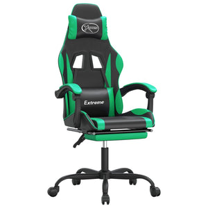 Sedia da Gaming Girevole con Poggiapiedi Nero Verde Similpellecod mxl 119523