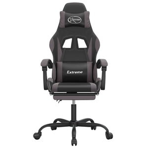 Sedia da Gaming Girevole Poggiapiedi Nero e Grigio Similpelle 349583