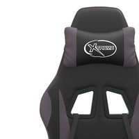 Sedia da Gaming Girevole Poggiapiedi Nero e Grigio Similpelle 349583