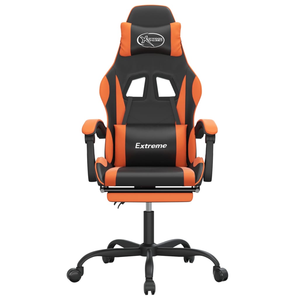 Sedia da Gaming Girevole Poggiapiedi Nero Arancione Similpelle 349585