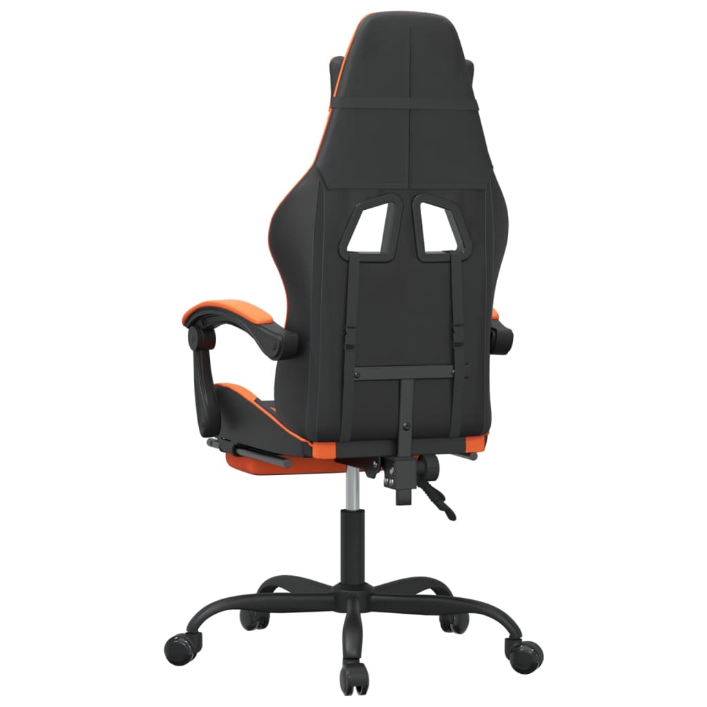 Sedia da Gaming Girevole Poggiapiedi Nero Arancione Similpelle 349585