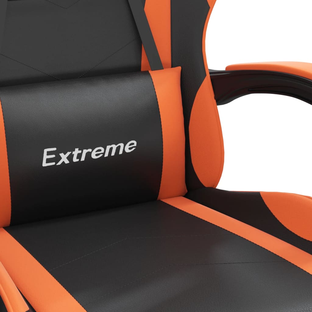 Sedia da Gaming Girevole Poggiapiedi Nero Arancione Similpelle 349585