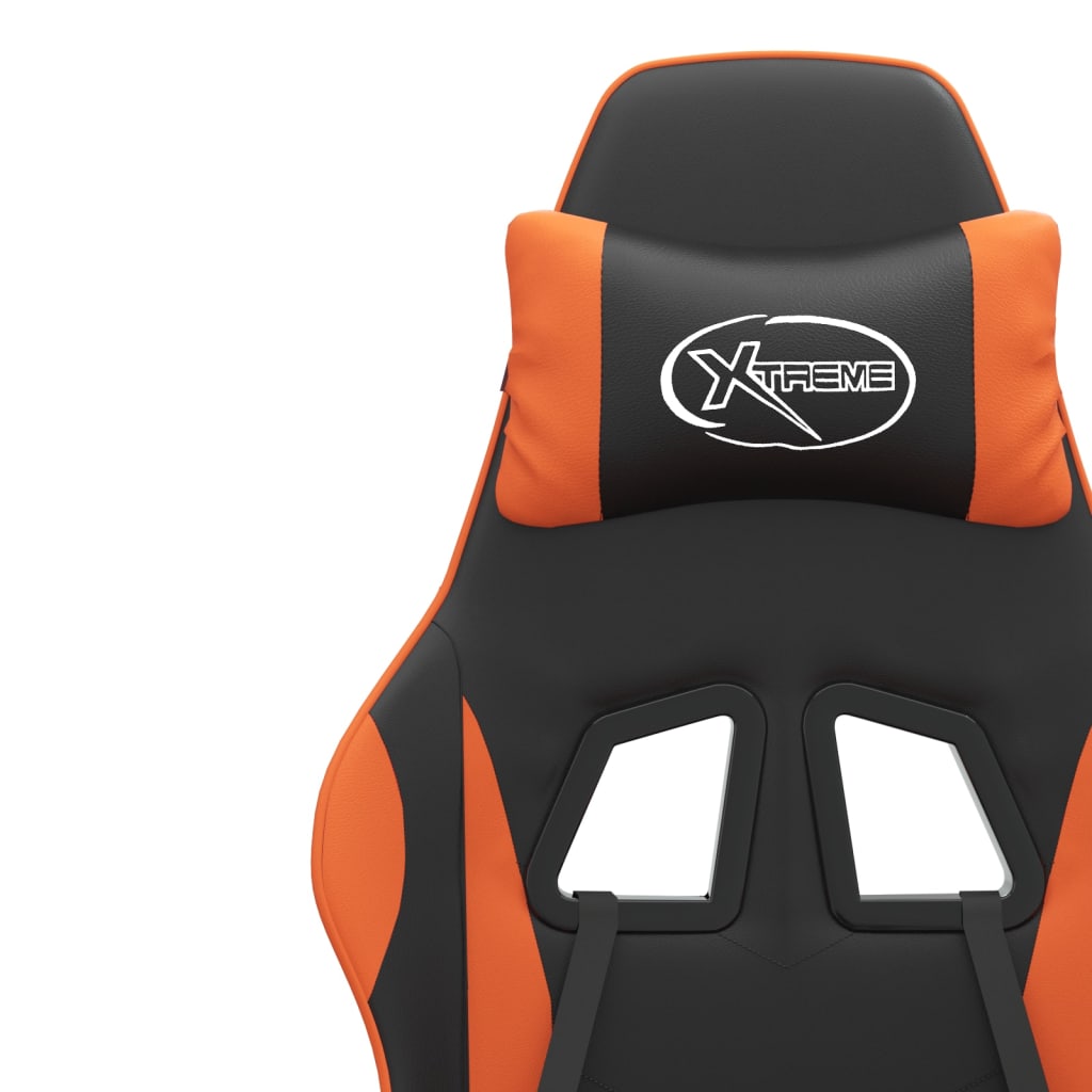 Sedia da Gaming Girevole Poggiapiedi Nero Arancione Similpelle 349585