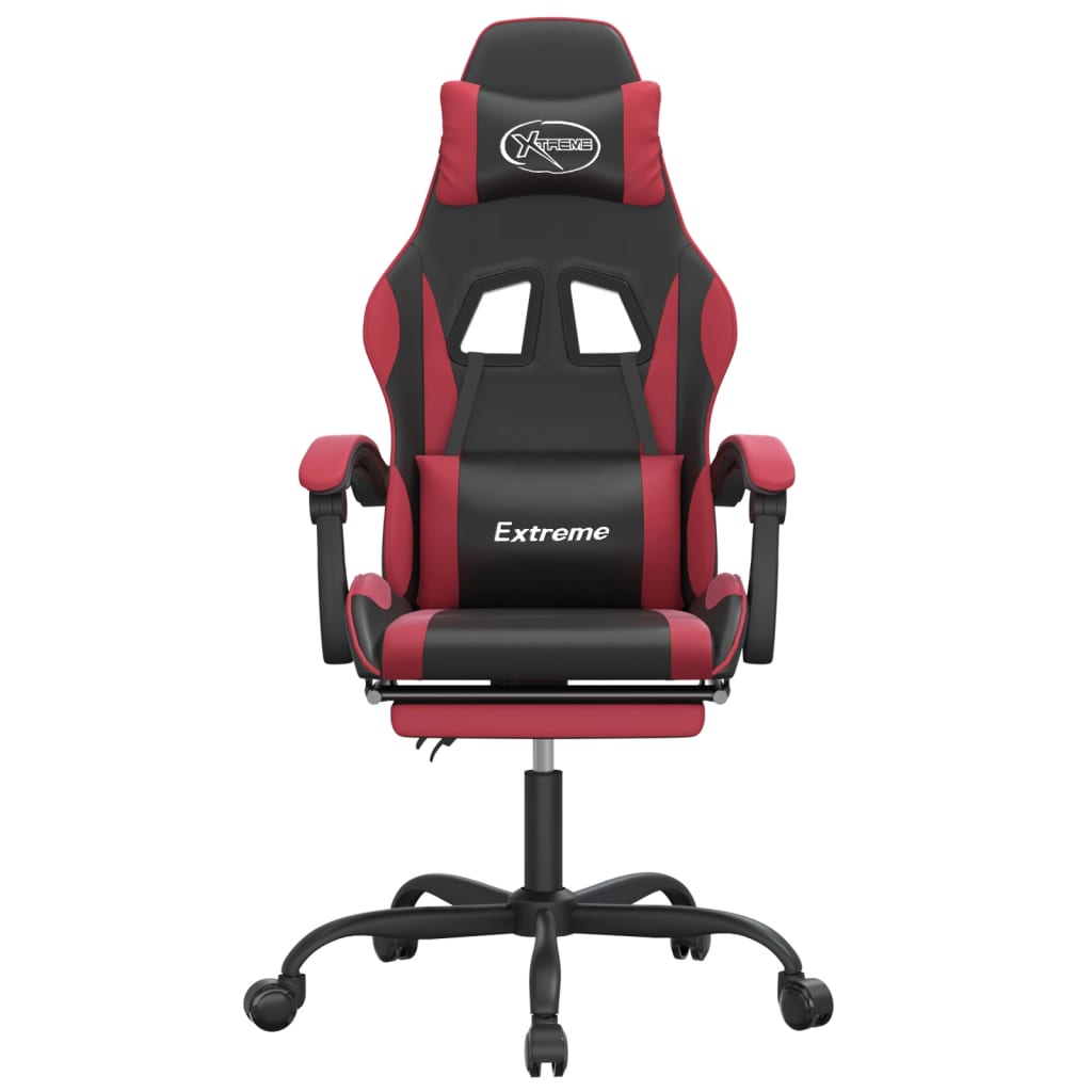 Sedia Gaming Girevole Poggiapiedi Nero e Rosso Vino Similpelle 349586