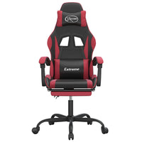 Sedia Gaming Girevole Poggiapiedi Nero e Rosso Vino Similpelle 349586