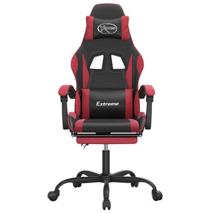 Sedia Gaming Girevole Poggiapiedi Nero e Rosso Vino Similpelle cod mxl 65619