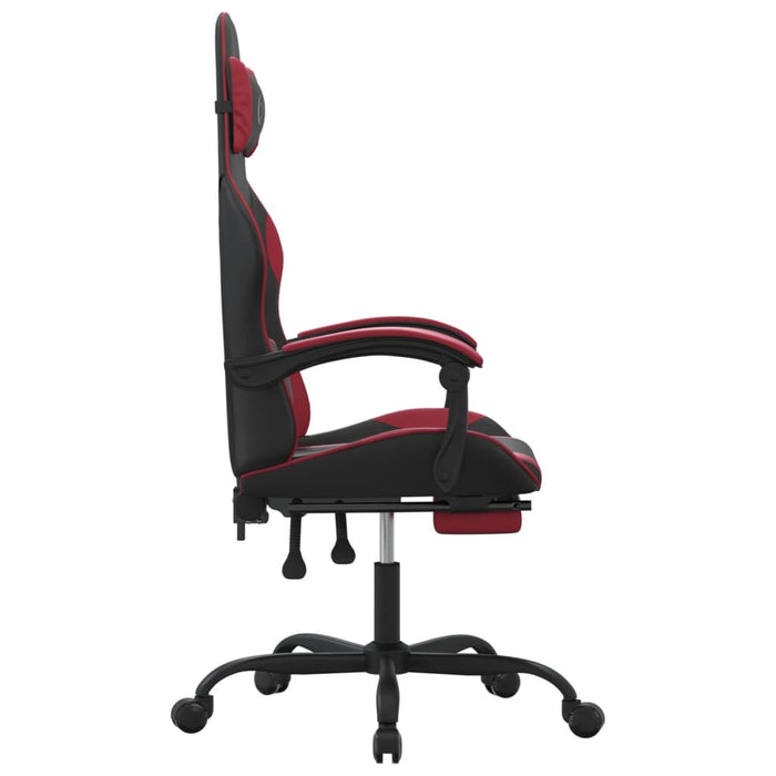 Sedia Gaming Girevole Poggiapiedi Nero e Rosso Vino Similpelle 349586