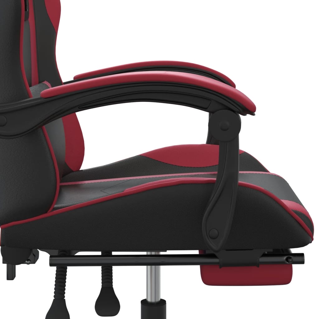 Sedia Gaming Girevole Poggiapiedi Nero e Rosso Vino Similpelle 349586