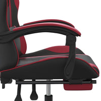 Sedia Gaming Girevole Poggiapiedi Nero e Rosso Vino Similpelle 349586