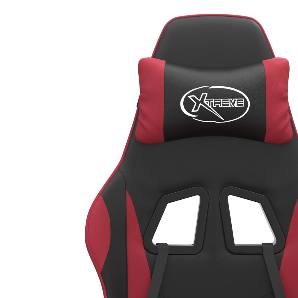 Sedia Gaming Girevole Poggiapiedi Nero e Rosso Vino Similpelle 349586