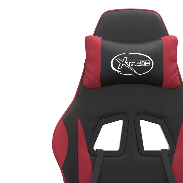 Sedia Gaming Girevole Poggiapiedi Nero e Rosso Vino Similpelle 349586