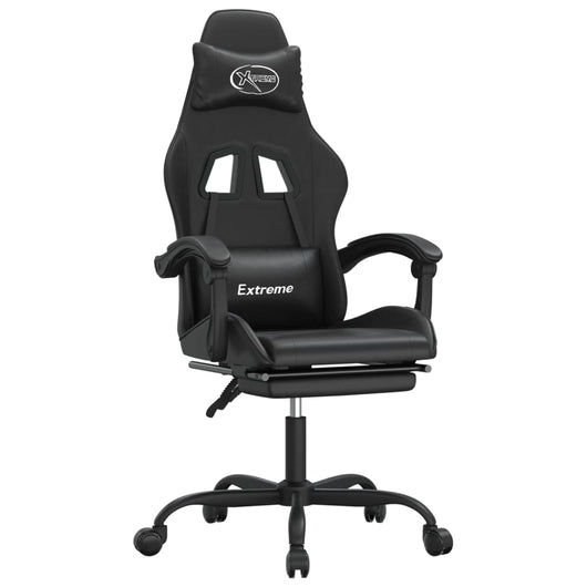 Sedia da Gaming Girevole Poggiapiedi Nero in Similpelle 349587