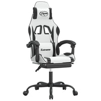 Sedia da Gaming Girevole Poggiapiedi Bianco e Nero Similpelle 349589