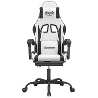 Sedia da Gaming Girevole Poggiapiedi Bianco e Nero Similpelle 349589