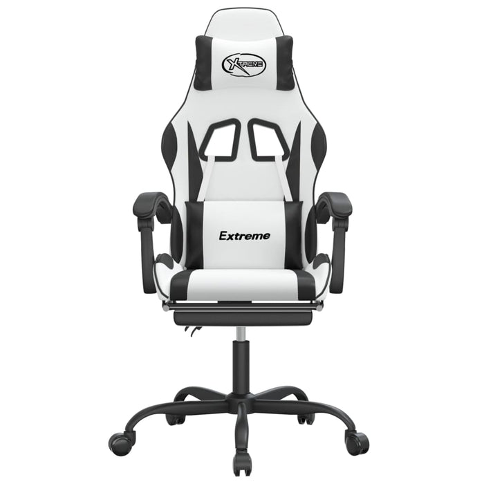 Sedia da Gaming Girevole Poggiapiedi Bianco e Nero Similpelle cod mxl 77547