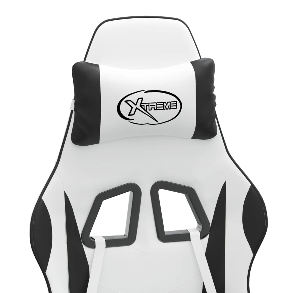 Sedia da Gaming Girevole Poggiapiedi Bianco e Nero Similpelle cod mxl 77547