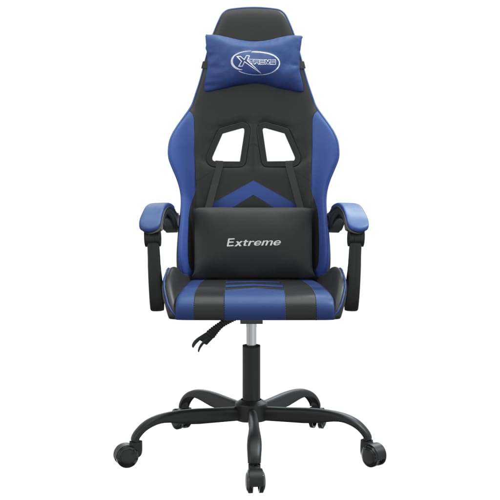 Sedia da Gaming Girevole Nero e Blu in Similpelle 349591