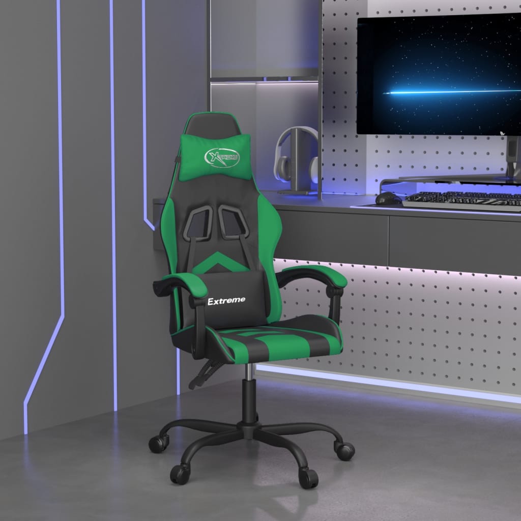 Sedia da Gaming Girevole Nera e Verde in Similpelle 349594