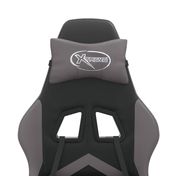 Sedia da Gaming Girevole Nera e Grigia in Similpelle 349595