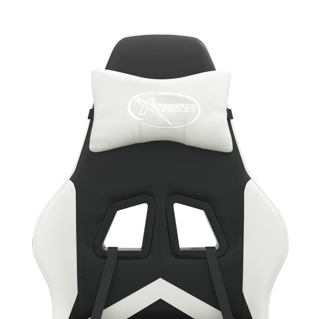 Sedia da Gaming Girevole Nero e Bianco in Similpelle 349596