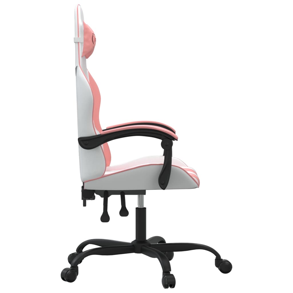 Sedia da Gaming Girevole Bianco e Rosa in Similpelle 349600