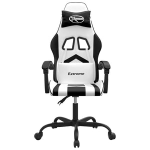 vidaXL Sedia da Gaming Girevole Bianco e Nero in Similpelle