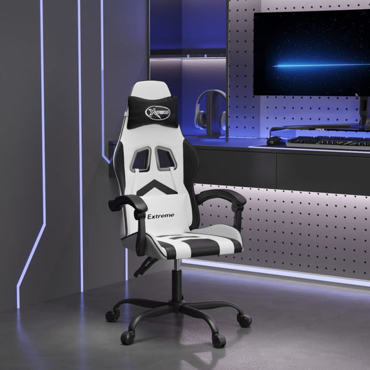 Sedia da Gaming Girevole Bianco e Nero in Similpelle 349601