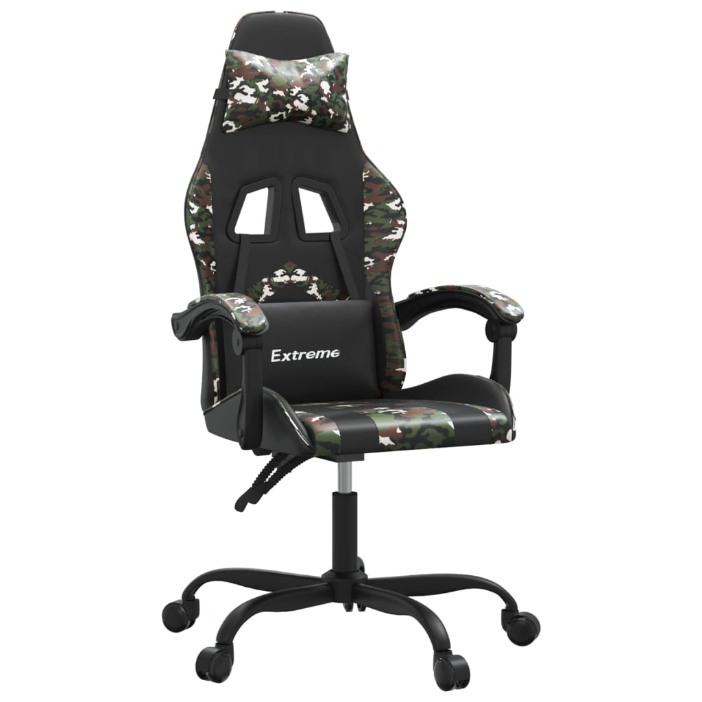 Sedia da Gaming Girevole Nero e Mimetico in Similpelle 349602