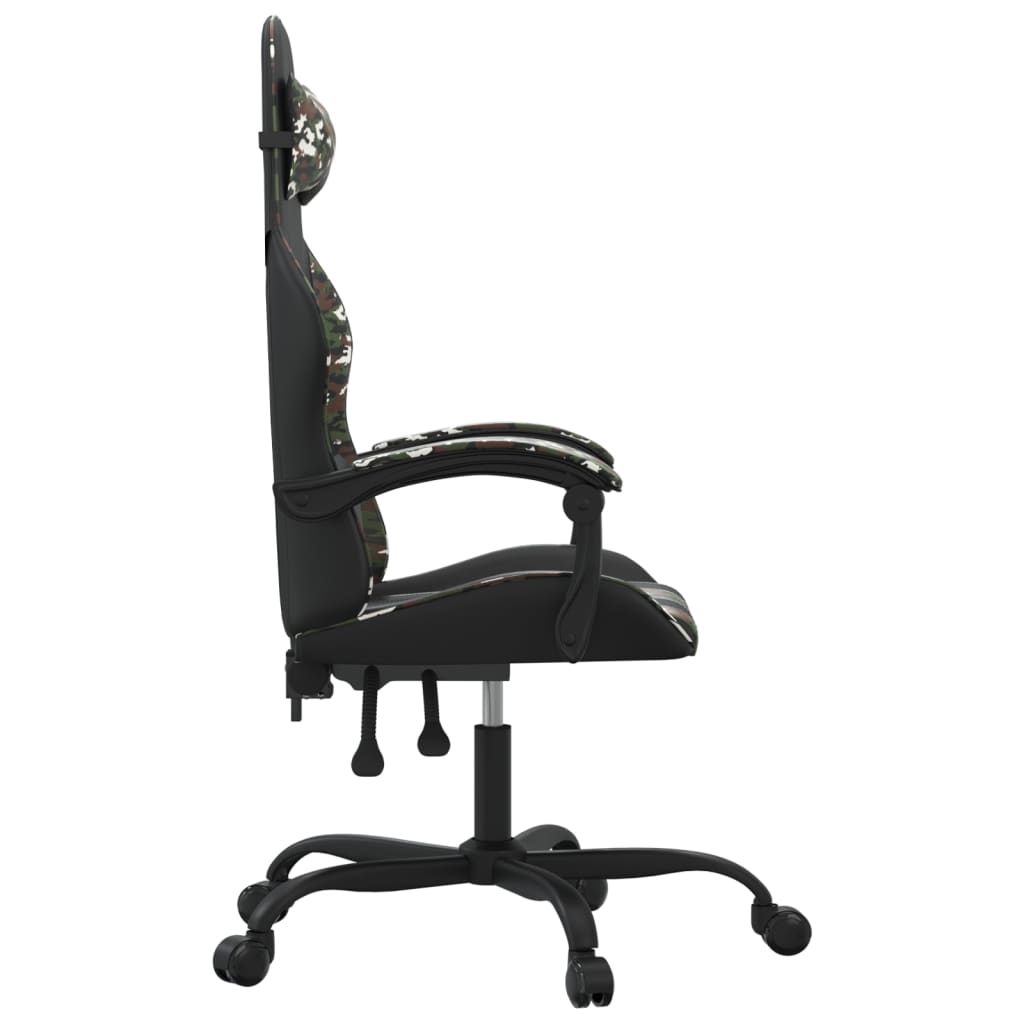 Sedia da Gaming Girevole Nero e Mimetico in Similpelle 349602