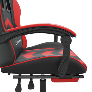 Sedia da Gaming Girevole Poggiapiedi Nero e Rosso Similpelle cod mxl 72799