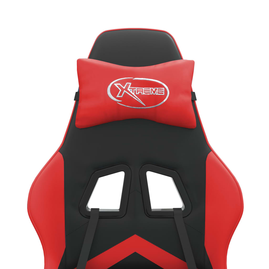Sedia da Gaming Girevole Poggiapiedi Nero e Rosso Similpelle cod mxl 72799