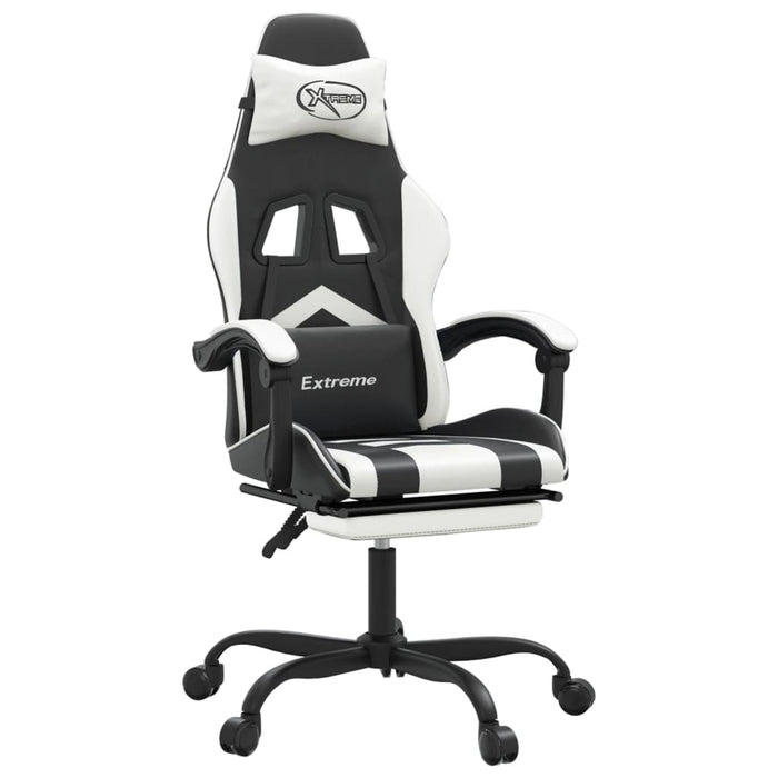 Sedia da Gaming Girevole Poggiapiedi Nero e Bianco Similpelle 349608