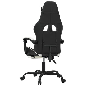 Sedia da Gaming Girevole Poggiapiedi Nero e Bianco Similpelle 349608
