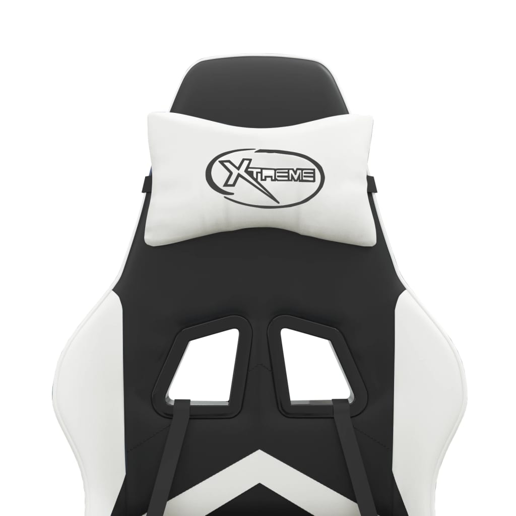 Sedia da Gaming Girevole Poggiapiedi Nero e Bianco Similpelle 349608