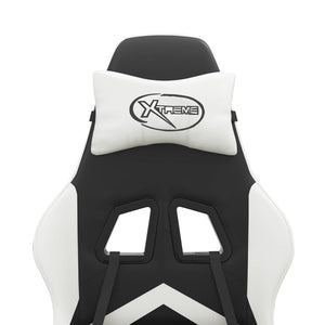 Sedia da Gaming Girevole Poggiapiedi Nero e Bianco Similpelle 349608