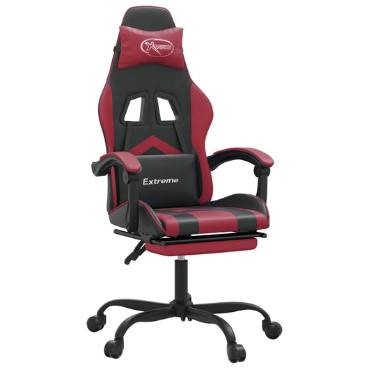 Sedia Gaming Girevole Poggiapiedi Nero e Rosso Vino Similpelle cod mxl 78401
